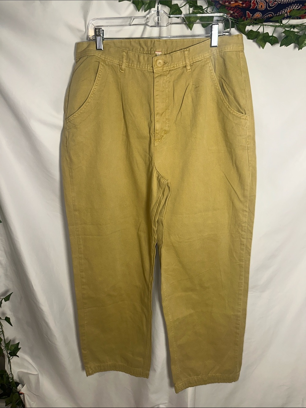 Free People Wide-Leg Cotton Pants in dark khaki